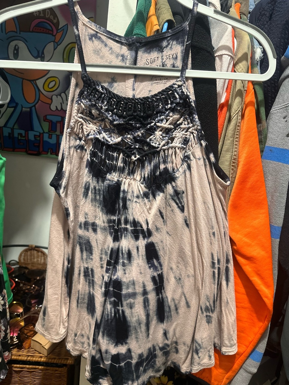 American Eagle Outfitters Tie-Dye Smocked Tank Top